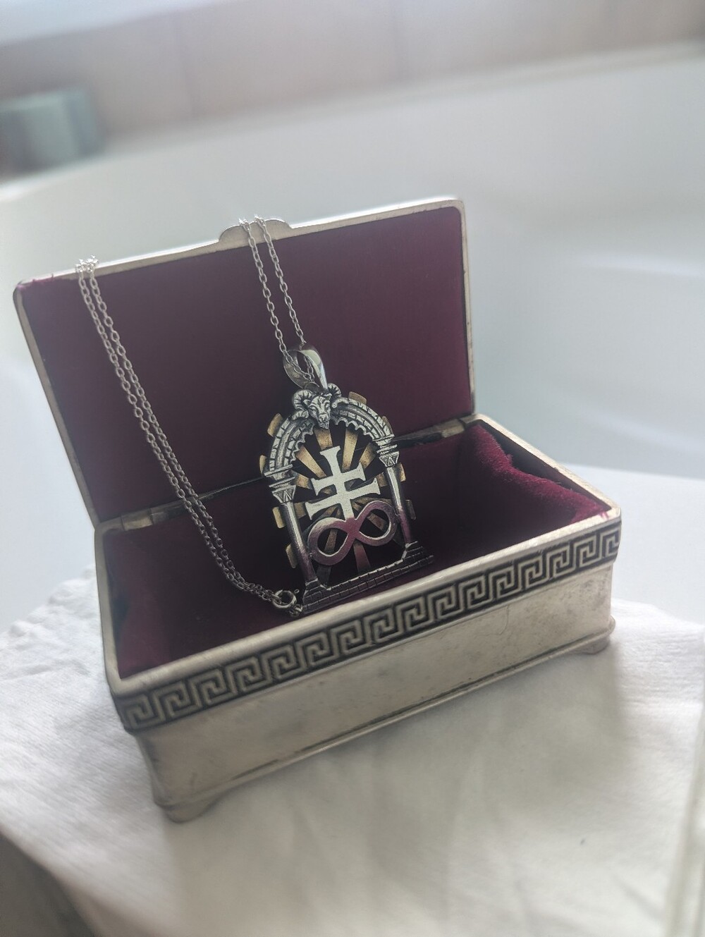Leviathan cross / Sulphur sigil sterling silver  925 pendant + Chain